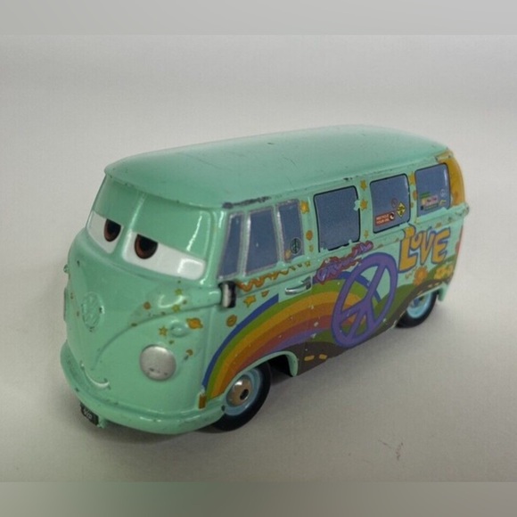 Mattel Disney Pixar Cars 3 Fillmore VW Bus Hippie Love Peace Volkswagen Van - Picture 2 of 10